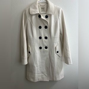 White Wool Blend double breasted mid length winter coat size small